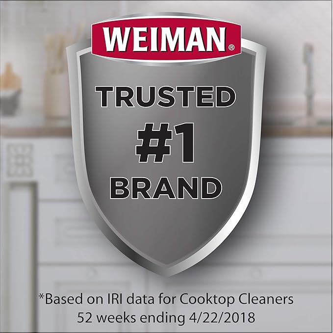 Weiman Glass &amp Ceramic Cooktop Stove Top &amp Oven Cleaner Kit – Kitchen Cleaner Cream 3 Scrubbing Pads &amp Scraper for Burnt-On Food &amp Grease Clean Shine - Safe for Induction Electric