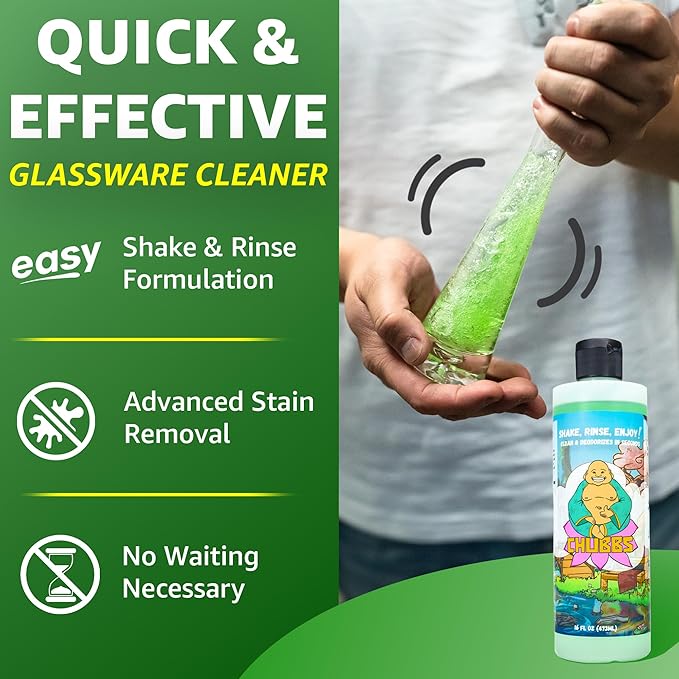 Chubbs Shake &amp Rinse Glass Cleaner - Cleans and Restores Within Minutes/Removes Tough Hard-To-Reach Stains From Glassware | Perfect for Ceramic Glass &amp Metal | Restores Glass Back To New 16
