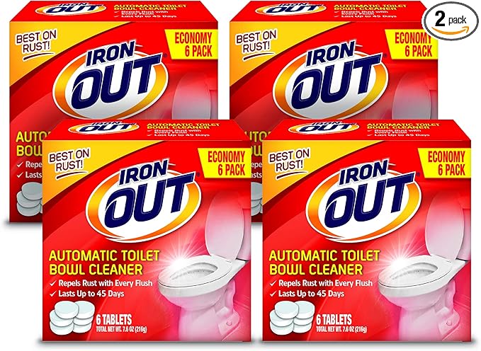 Iron OUT Automatic Toilet Bowl Cleaner Repel Rust and Hard Water Stains with Every Flush Household Toilet Cleaner Pack of 6 24 Tablets