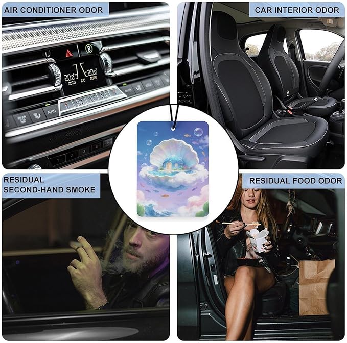 5PCS Car Air Freshener Hanging Personalized Double Sided Underwater Dwelling Car Fresheners Long Lasting New Cars Scents Cute Automotive Freshies for Closets Drawers (tea)