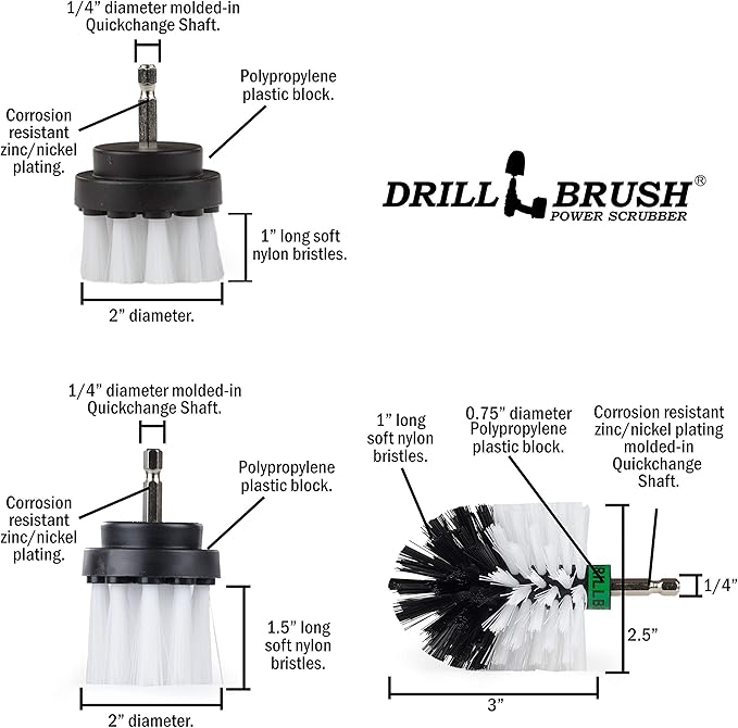 Drill Brush – Ultimate Car Wash Kit - Cleaning Supplies – Car Carpet - Truck Accessories - Wheel Brush - Motorcycle Accessories - Car Mats - Spin Brush - Interior Leather Vinyl Upholstery Fabric