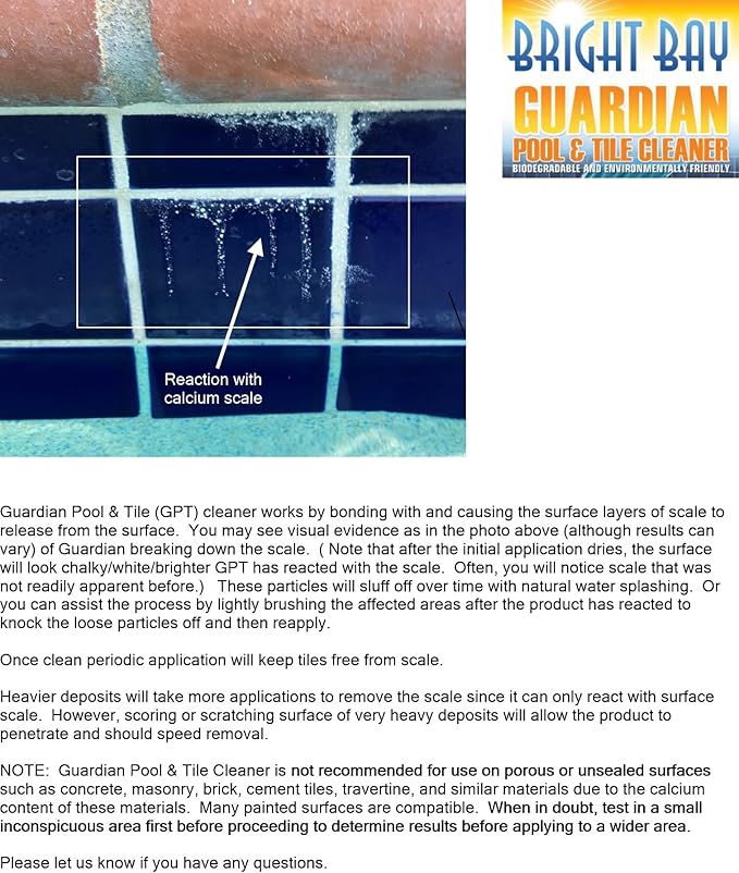 Calcium Build Up &amp Scum Line Remover- Guardian Pool Tile Cleaner 2 qts. - Non-abrasive Save Elbow Grease 32 Fl Oz (Pack of 2)