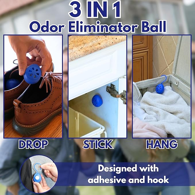 Air Jungles Home &amp Car Essentials Bundle – Ocean Scent Odor Eliminator Balls (6 Count) Car Vent Clips (6 Pack) and Flushable Wipes (6 Packs 300 Wipes) – Air Freshener &amp Cleansing Set