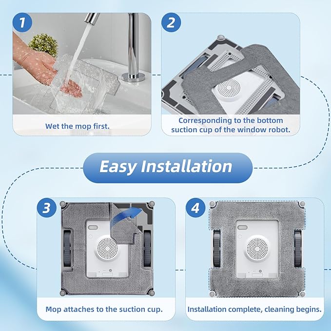 16 Pack Mopping Pads for ECOVACS Winbot W2 PRO Omni / W2 PRO / W2 / W1 PRO / W1 Window Cleaning Robot Washable Microfiber Mop Pad Window Cleaning Replacement Accessories