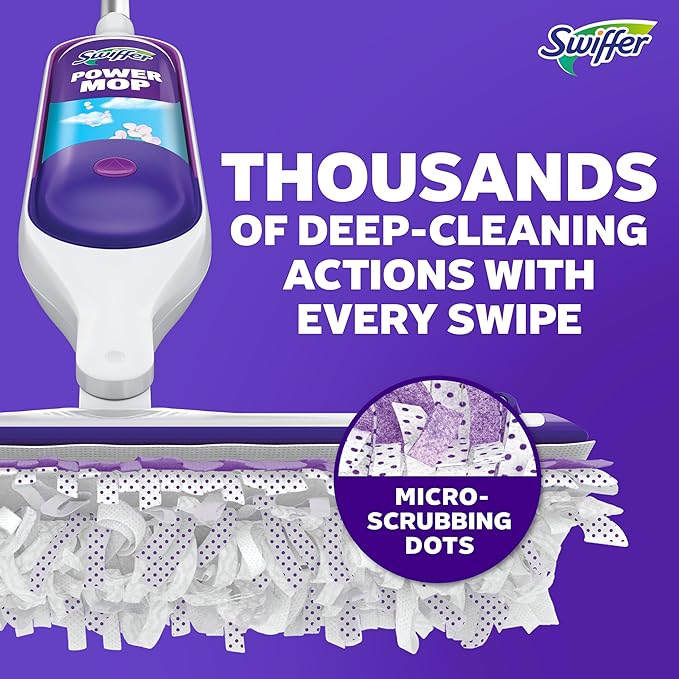 Swiffer PowerMop Multi-Surface Mop Kit for Floor Cleaning Fresh Scent Mopping Kit Includes PowerMop 2 Mopping Pad Refills 1 Floor Cleaning Solution with Fresh Scent and 2 Batteries