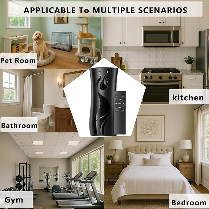 Automatic Air Freshener Spray Dispenser 8-Pack Wall Mounted or FreestandingMultiple Time SettingsCommercial and Home Use in Bathrooms Offices Living Rooms and Commercial Places (Black 1121)