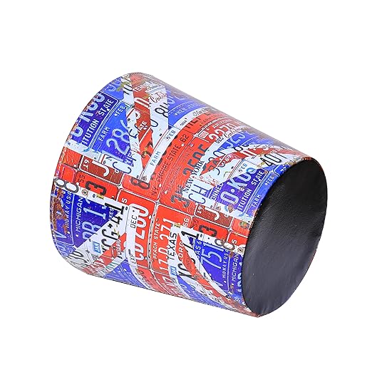 PU Leather Small Trash Can Wastebasket Round Garbage Container Basket for Bathrooms Laundry Room Kitchens Offices Kids Rooms BedroomsDormsHome Decorative Art Bin 2.9 Gallon (Union Jack)