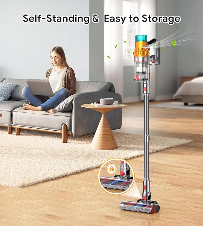 Cordless Vacuum Cleaners for Home8-in-1/65Min/600W/48Kpa Powerful SuctionSelf-Standing Cordless Stick Vacuum CleanerLightweight Anti-Tangle Rechargeable Vacuum for Floor/Carpet/Pet Hair/Car