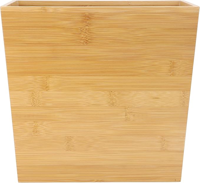 Elama 10.5 x 5.75 Inch Rectangle Bamboo Waste Basket Bathroom Trash Personal Trash Bin Small Waste Bin