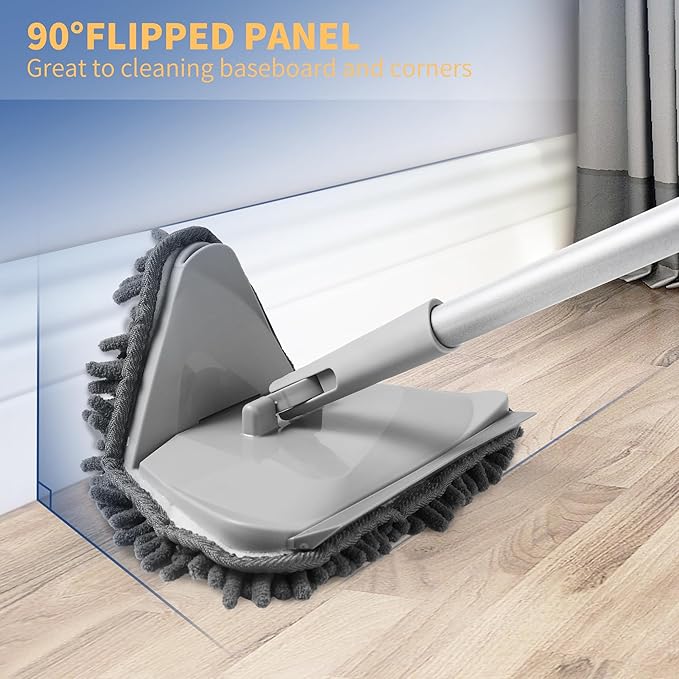 BOOMJOY Wall Cleaner Mop with 82 Inches Long Handle Baseboard Cleaner Tool Duster with Squeegee Ceiling Cleaning Tool with 6 Replacement Pads for Painted Walls Window Floor