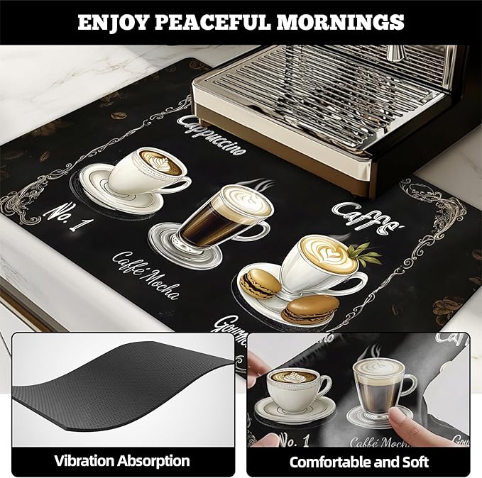 Dish Drying Mat Large Coffee Mat Absorbent Drying Mat for Kitchen Counter Coffee Bar Accessories 32x 17 (6 32Lx17W)