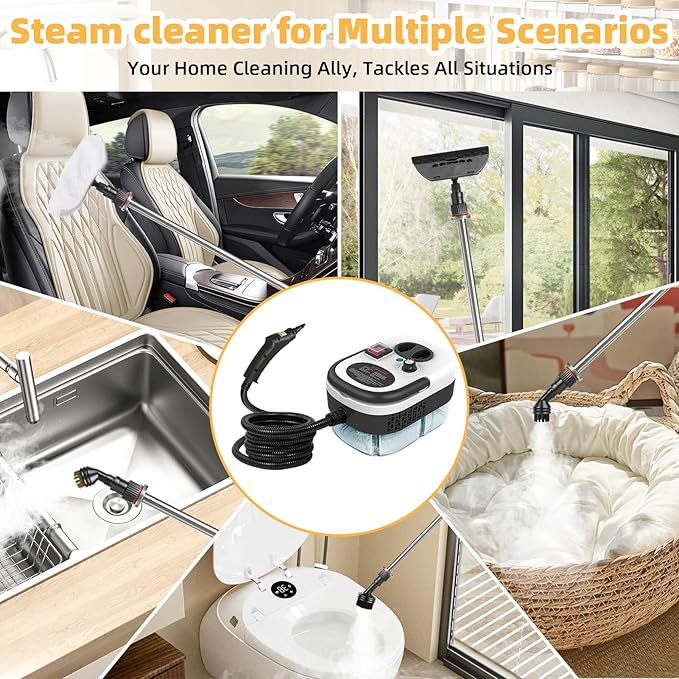 Steam Cleaner for Car 2500w Portable Steam Cleaner for Home-10s Fast Heating 3bar with 14 Accessories1200 Ml Large Water TankFor All Kitchen UtensilsTilesCar Six Adjustable Gears Steam Cleaners