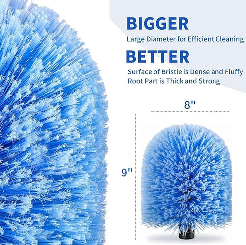 2 Pack Screw on Webster Cobweb Duster Head for PoleSpider Web Remover Brush Cobweb Duster Head AttachmentFits Standard 3/4 inch Threaded Poles(Big Blue)