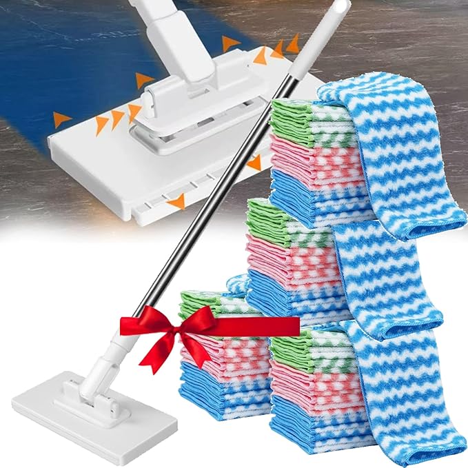 Clip to Grip Mop360 Swivel Floor Cleaner for Hardwood &amp Tile Hands-Free One-Button Release Use Any Cloth or Towel Wet &amp Dry Cleaning