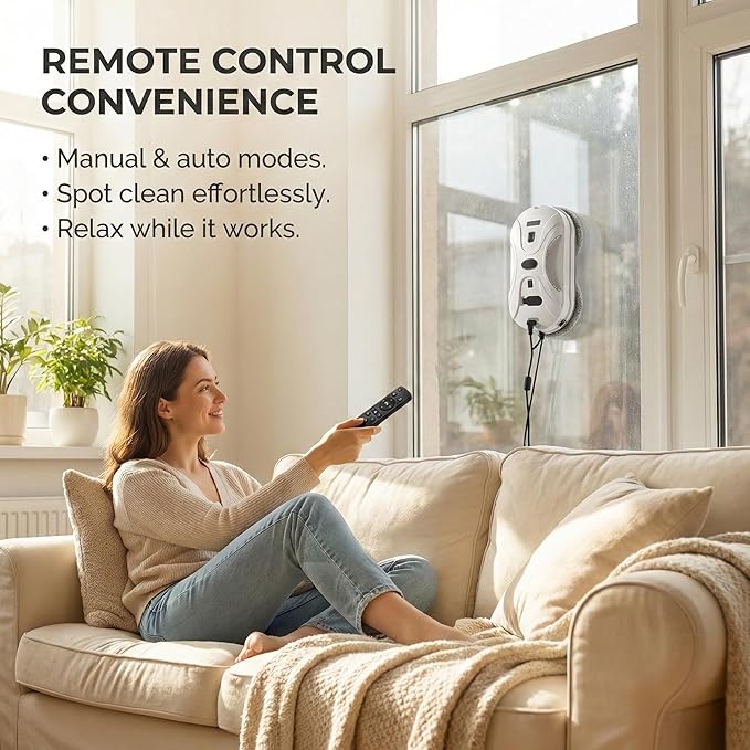 Automatic Window Cleaning Robot Window Cleaner Robot Auto Dual Spray 2026 Model Robot Limpia Vidrios AI Path Planning 3000Pa Suction Remote Control Edge Detection for Streak-Free Glass - SS1