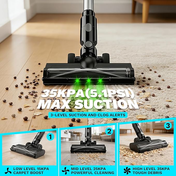 Cordless Vacuum Cleaner compatible with Makita 18V Battery 8-in-1 Stick Vacuum with Pet Brush 35KPA Suction 350W Brushless Motor Smart Touchscreen for Carpet Floor Car (Battery Not Included)