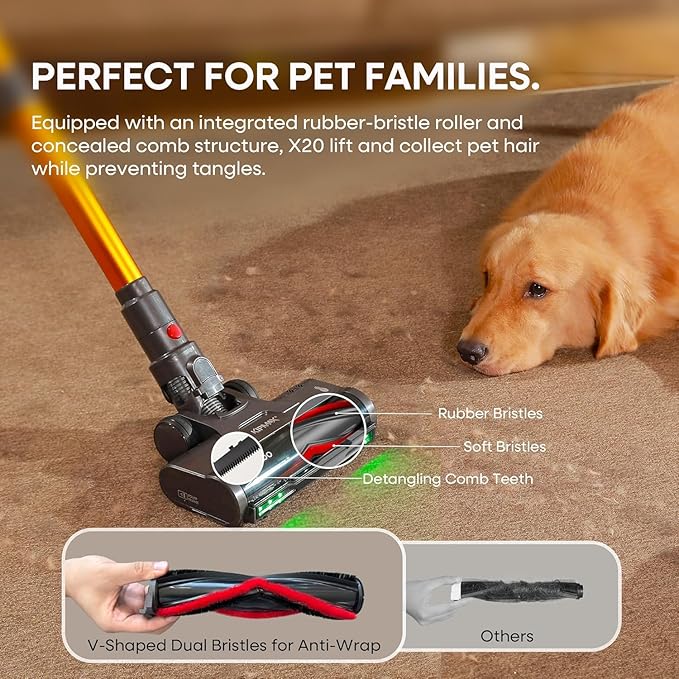 KIPMAX Cordless Vacuum Cleaner 50KPa 550W Stick Vacuum for Home 70Mins Anti-Tangled Vacuum Cleaner for Pet Hair/Carpet/Floor Self-Standing Vacuum with Rechargeable Battery LED Display&ampAromathe