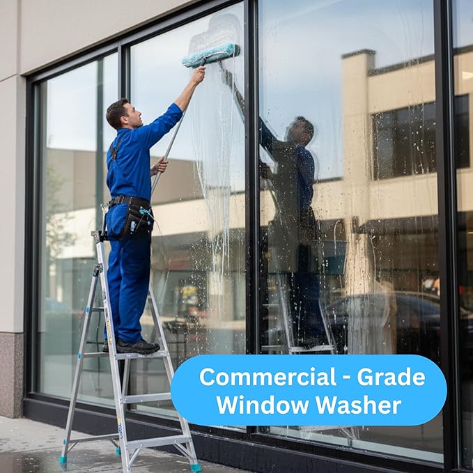 Window Squeegee 18 inch and Window Washer with Swivel Handle Professional Window Cleaning Kit Window Scrubber with Durable Aluminum T-Bar for Window Cleaning