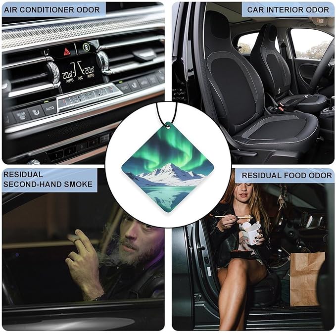 5PCS Car Air Freshener Hanging Personalized Double Sided Snow Lakes Car Fresheners Long Lasting New Cars Scents Cute Automotive Freshies for Closets Drawers (tea)
