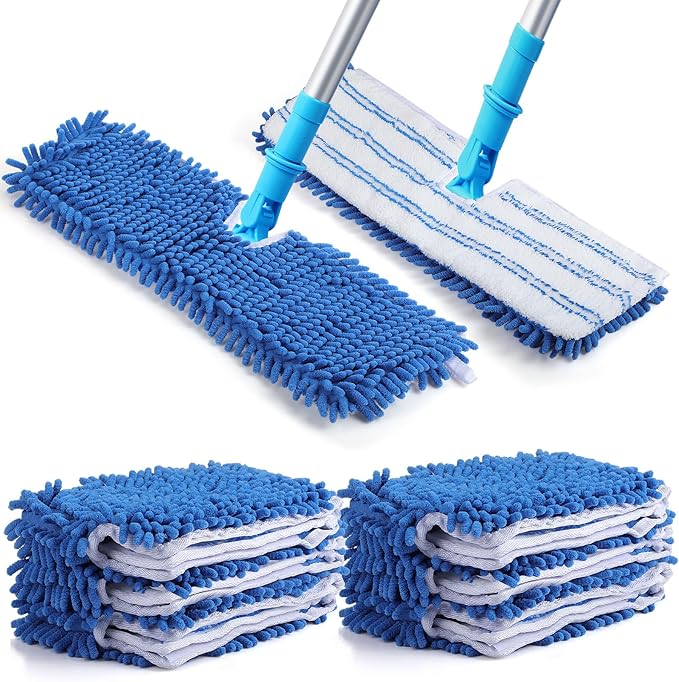 Chengu 6 Pieces Microfiber Flip Mop Refills Replacement Heads Double Sided Cleaning Pads Machine Washable Mop for Dry and Wet Kitchen Home Use