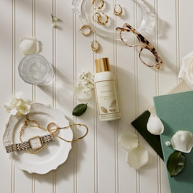 Thymes Home Fragrance Mist – Room Air Fresheners for Home Long Lasting – Air Freshener Spray – Premium Fragrance – Notes of Jasmine Rose Hyacinth &amp Oak Moss (Goldleaf 3 oz) (Pack of 2)