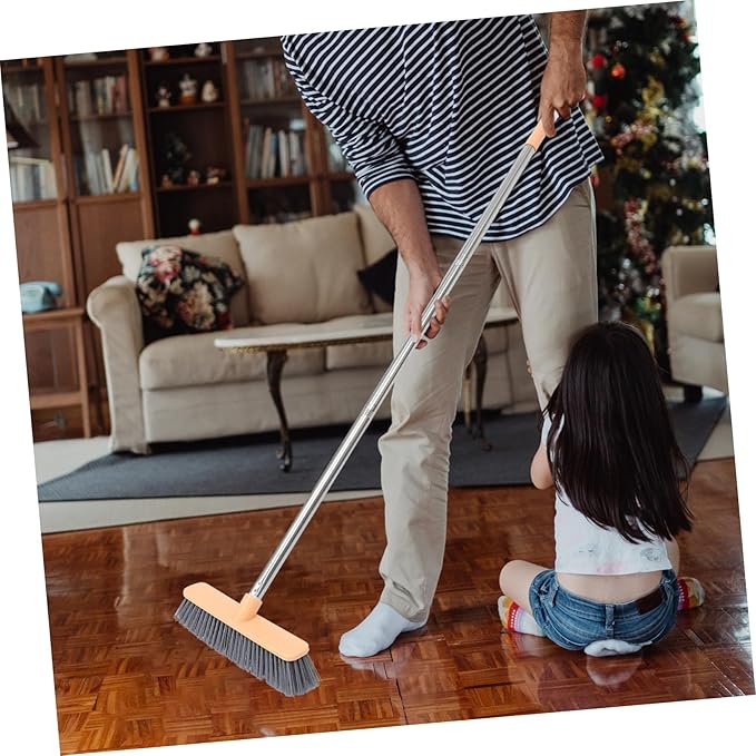 3 Pieces Floor Cleaning Brush Tile Grout Brush Kitchen Scrubbing Cleaning Brush Stiff Grout Cleaner Abs Bathroom Brush Broom (Naranja Nórdico 31X5.5X121CM)