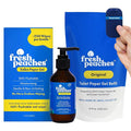 Fresh Peaches Toilet Paper Gel Wet Wipe Alternative - Flushable Eco-Friendly Toilet Paper Spray (Blue Pocket Starter w Pocket and Refill)
