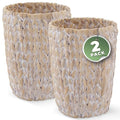 2-Pack White Wicker Trash Cans