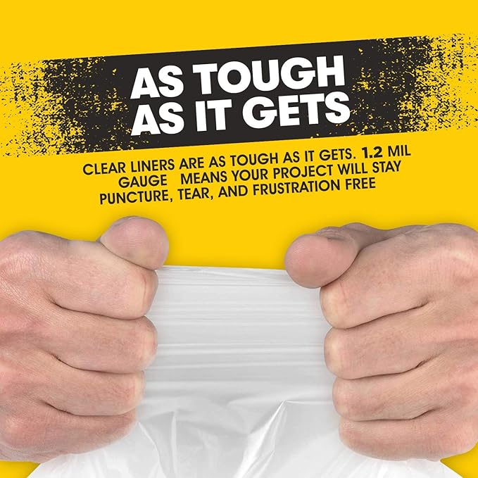 Aluf Plastics 55-60 Gallon 1.2 MIL (equivalent) Thick Clear Heavy Duty Trash Bags - 38 x 58 - Pack of 100 - For Recycling Kitchen Contractor &amp Outdoor