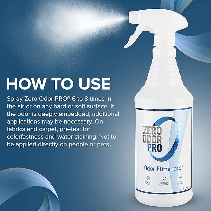Zero Odor Pro - Commercial Strength Eliminator Odor Neutralizer Room Deodorizer Odor Eliminator Musty Smell - Strongest Odor Eliminator Trigger Spray (32-ounce)