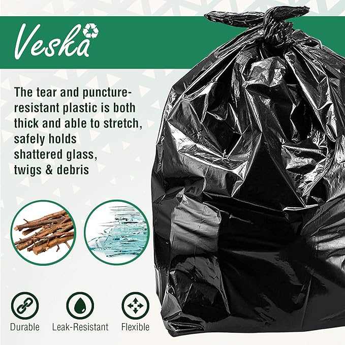Trash Bags 30-33 Gallon Contractor 2 MIL Heavy Duty (Huge 108 Bags w/Ties) Construction Garbage Bags 32-33 Gallon Trash Bags Heavy Duty Garbage Bags Extra Large Trash Bag for Industrial &amp Commer