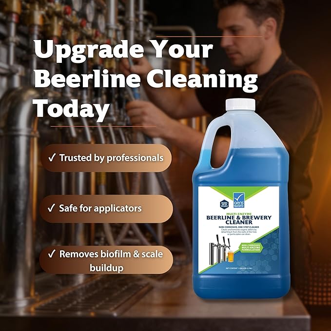 Multi-Enzyme Beer Line Cleaner Liquid - Non-Corrosive Removes Organic Buildup - 1 Gallon