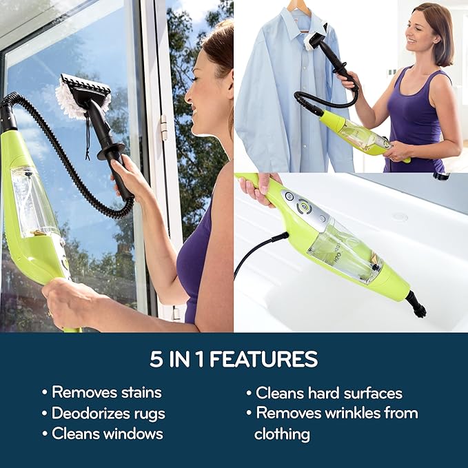 H2O HD Dual Blast Steam Mop &amp Handheld Steam Cleaner | 5-in-1 Floor Steamer | Forward-Blast Mop Head | 1500W Power &amp 450ml Tank | Hardwood Tile &amp Laminate Cleaner