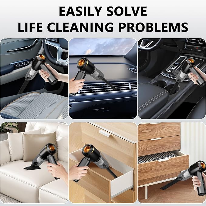 Professional Car Vacuum Cleaner 20000Pa Powerful Handheld Vacuum for Car Interior Cleaning Portable Cordless Mini Vacuum with Brushless Motor &amp Crevice Tool for Car