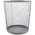 Mesh Metal Wastebasket for Office and Home Rust-Resistant Iron Trash Can with Simple Design Medium Silver Round Garbage Bin for Bathroom Bedroom Dorm Living