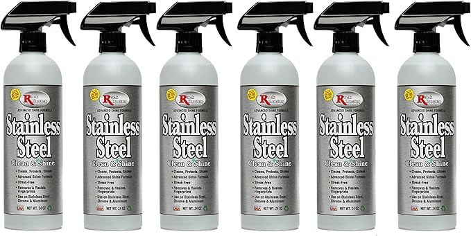Rock Doctor Stainless Steel Cleaner and Protectant Streak-Free Cleaning Solution for Chrome and Aluminum Appliances or Surfaces Smudge Resistant Shine 24 oz. Spray Bottle (6)
