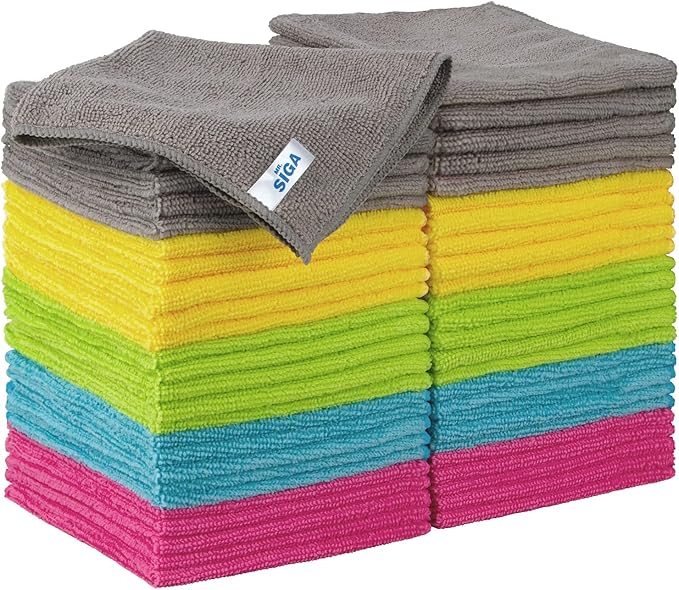 MR.SIGA Microfiber Cleaning Cloth All-Purpose Cleaning Towels Pack of 50 Size 11.8 x 11.8 in