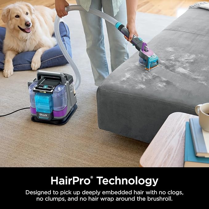Shark PX250 StainStriker HairPro Portable Carpet Upholstery &amp Area Rug Cleaner with Pet Stain &amp Hair Tools Self-Cleaning Perfect for Pets &amp Car Interiors 3 Cleaning Tools &amp Pet Sol