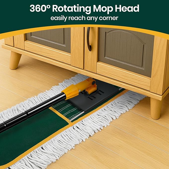 36” Commercial Duster Mops Extra Large Floor Duster with 2 Replacement Pads 60” Long Handle Heavy Duty Industrial Wet&ampDry Flat Mop for Hardwood Floors Marble Laminate Tile Concrete Garage