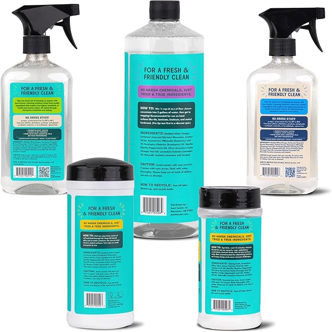 Aunt Fannie's Whole Home Cleaning Bundle: All Purpose Spray Floor Cleaner Glass &amp Window Cleaner Multi-Surface Wipes Carpet Refresher