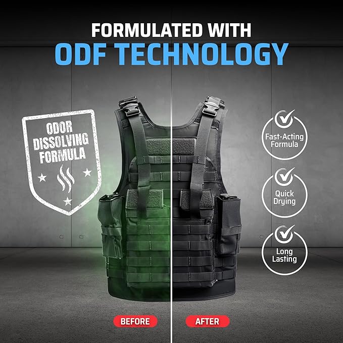 Vest Odor Remover Spray – for Police Gear Law Enforcement Accessories &amp Tactical Equipment – Non-Toxic Residue-Free Long-Lasting Fresh Scent – 2 Pack