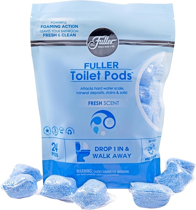 Fuller Brush Toilet Bowl Cleaner Pods - Water Soluble Tablet Cleansers - Cleans Descales &amp Refreshes Bathroom Toilets Removes Odors &amp Stains Light Fresh Scent Ideal for Homes and Businesses 6-