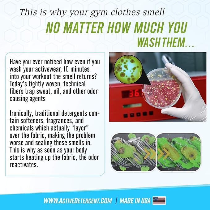 ACTIVE Enzyme Laundry Booster and Active Wear Laundry Detergent - Includes 2LB Detergent Boosting Powder and 3LB Gym Laundry Detergent Powder