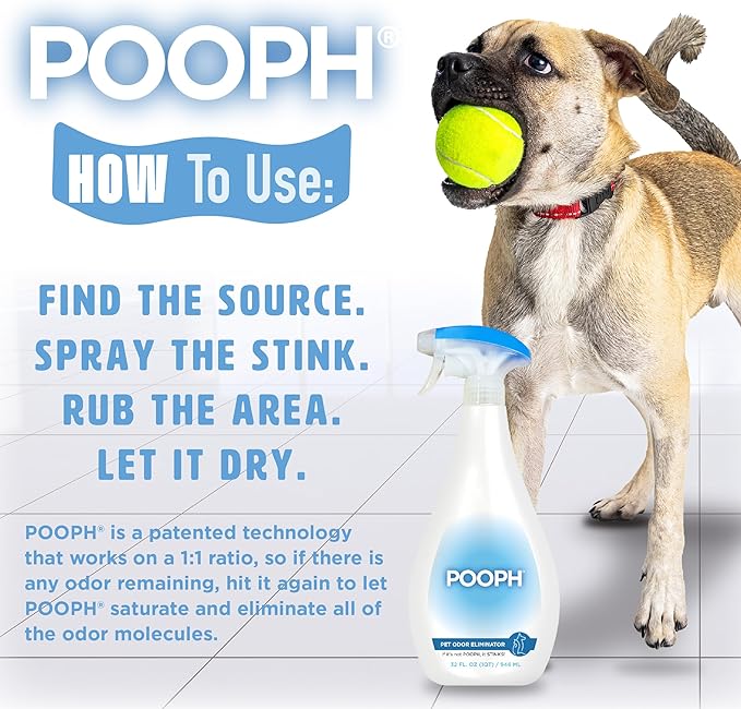 Pooph Pet Odor Eliminator 20oz Spray - Dismantles Odors on a Molecular Basis Dogs Cats Freshener Urine Poop Pee Deodorizer Natures Puppy Fresh Clean Furniture Potty Safe