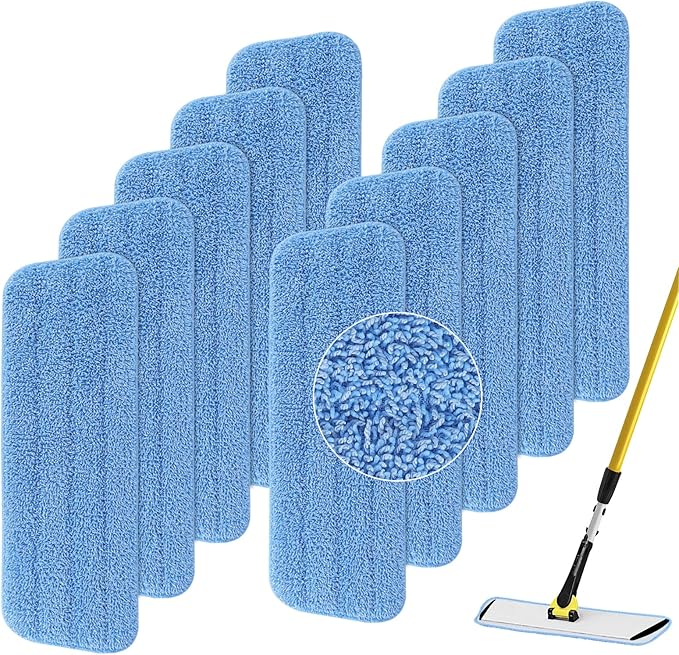 Replacement Microfiber Pad Fit for Rubbermaid Commercial 18 Inch and 17 Inch Mop - 10 Pack Wet &amp Dry Commercial Cleaning Reusable Refills Fit for Any Microfiber Flat Mop 18 17 - Trapezium