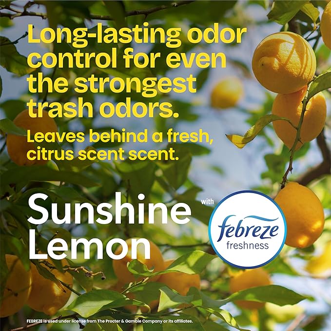 Glad ForceFlex MaxStrength LeakGuard Trash Bags 13 Gal Sunshine Lemon Scent 90 Ct (Pack May Vary)