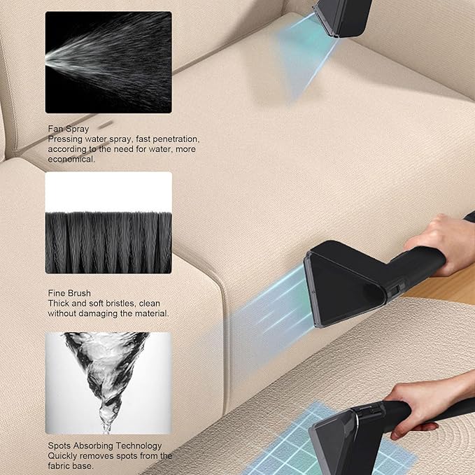 Powerful Carpet Spot Cleaner 14Kpa Suction Power Versatile Cleaning 6.5m Working Range Carpet Cleaner Machine for Sofa Car Seat 500W