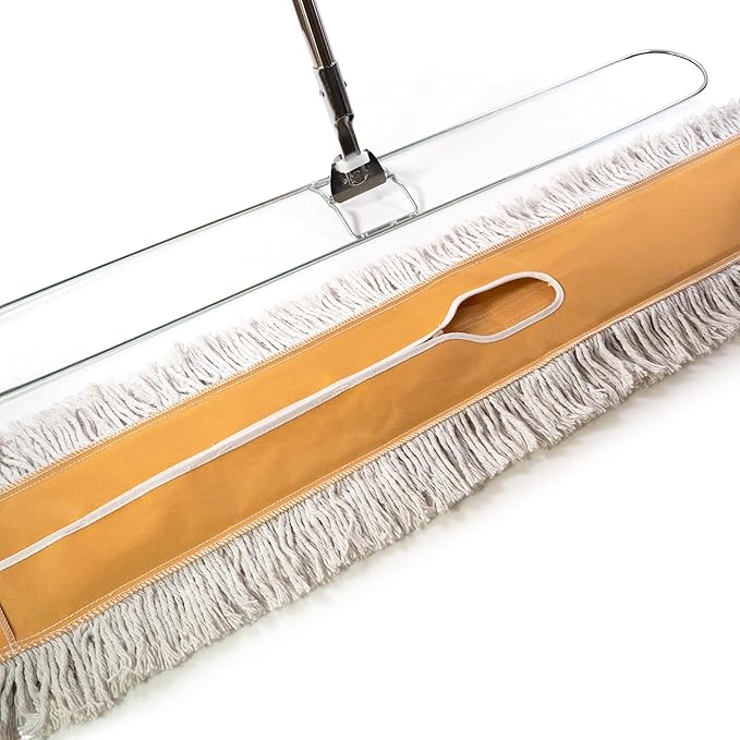 Commercial Dust Mop – 48” Floor Sweeper for Tiles Hardwood and Laminate Floors with Aluminum Broom Handle Reusable Duster Head - Complete with Cleaning Cloth