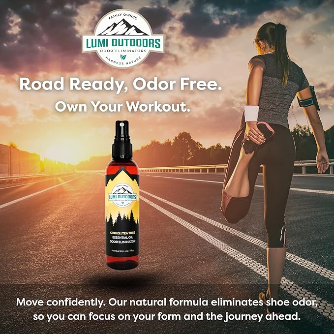 Lumi Outdoors Natural Shoe Deodorizer Spray 3 Pack Bundle - Lemon Eucalyptus Citrus Tea Tree Lavender Tea Tree