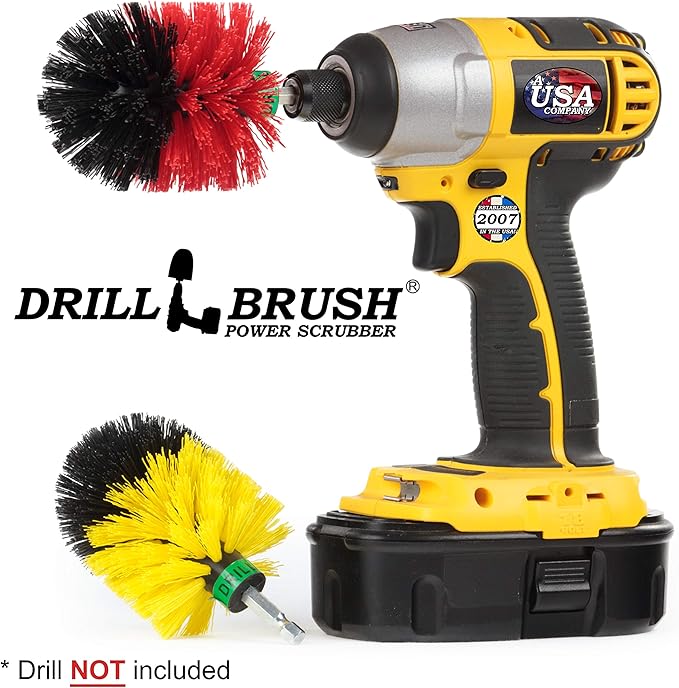 Mini Size Tub and Tile and Grout Power Scrubber Kit Medium and Stiff Brushes